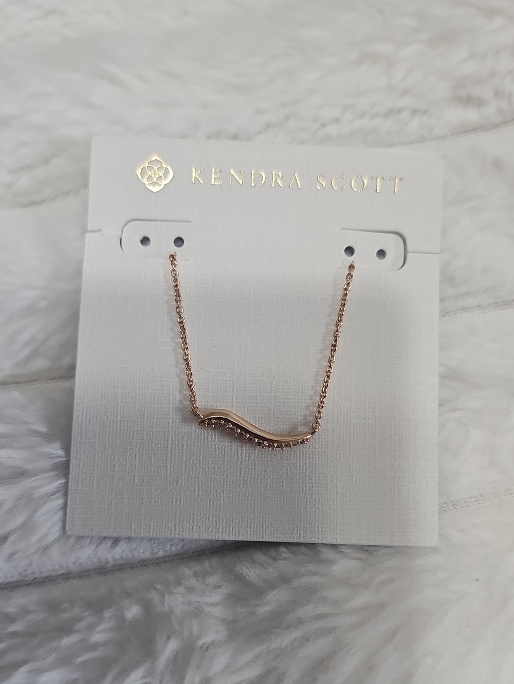 Kendra Scott Rose Gold Wave Necklace with Pink Stones